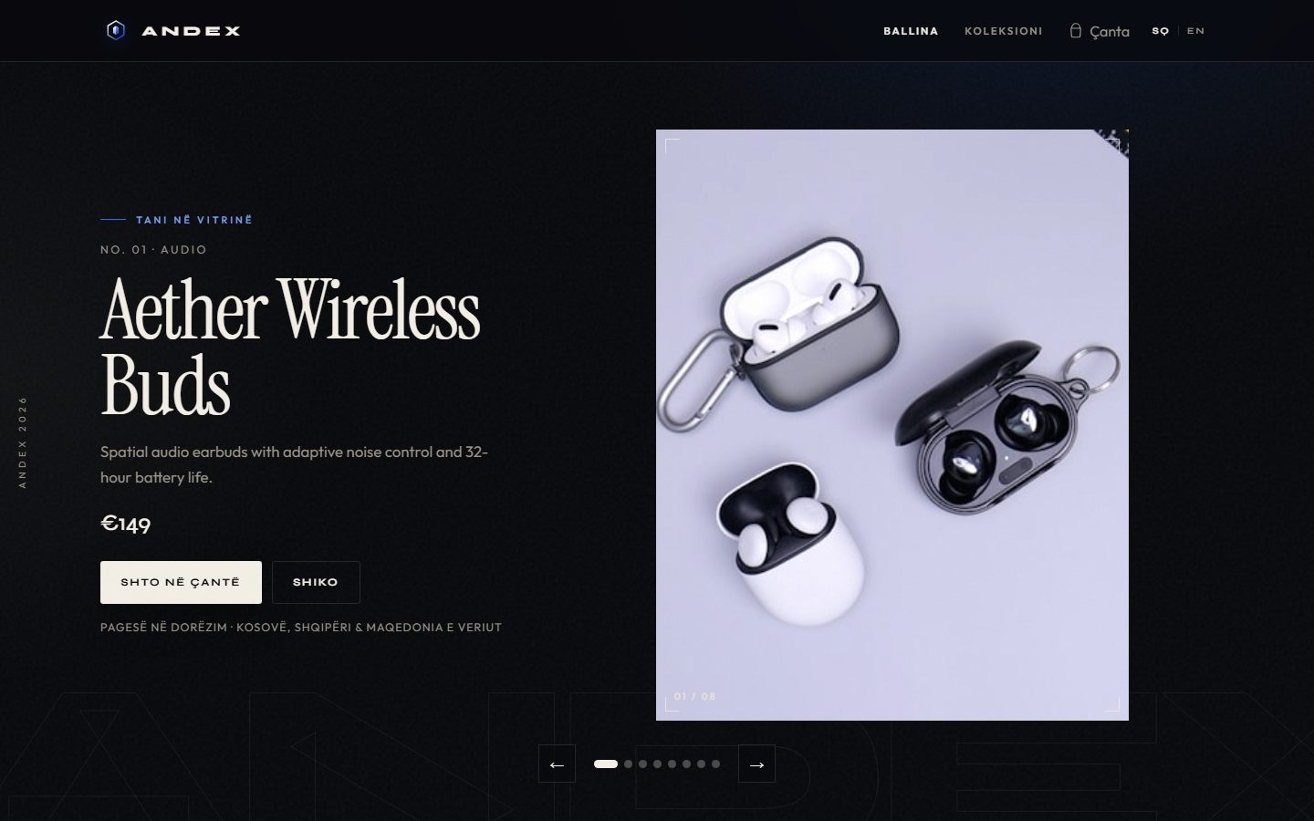 Andex landing page